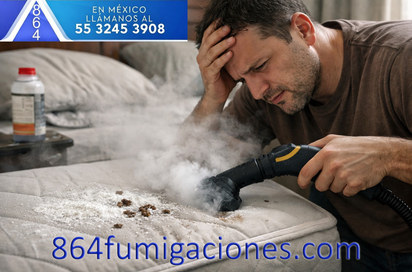 Persona mostrando errores comunes al intentar eliminar chinches de cama